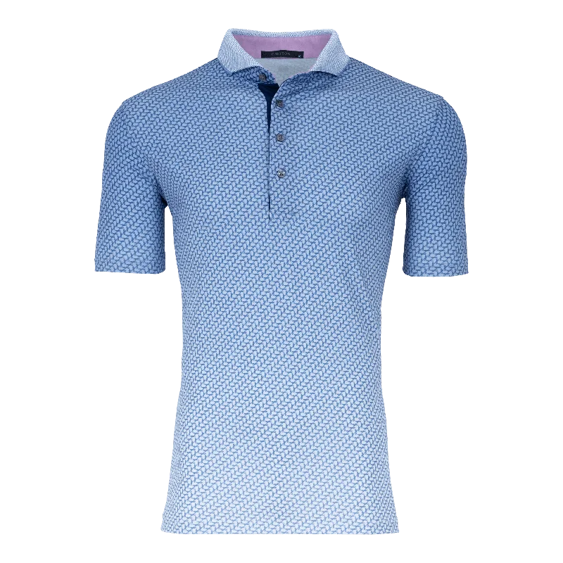 Men's short-sleeve stylish sleek-neutral-casual-open-white top-Dances With Wolves Ombre Polo