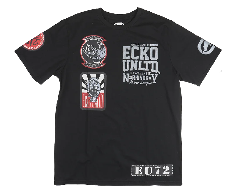 Men's short-sleeve trendy bright-slim-azure shirt-ECKO UNLTD GRAPHIC T-SHIRT BLACK - E031K782