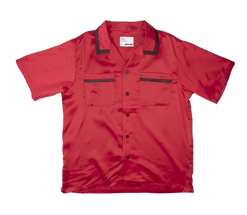 EPTM S/S SATIN BUTTON DOWN SHIRT RED - VILLA