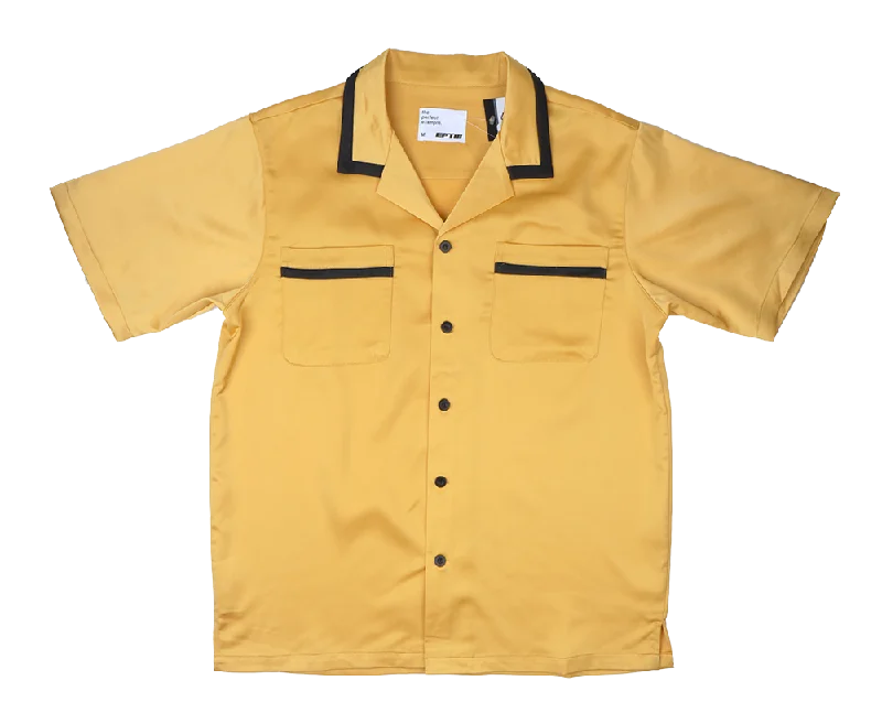 EPTM S/S SATIN BUTTON DOWN SHIRT YELLOW - VILLA