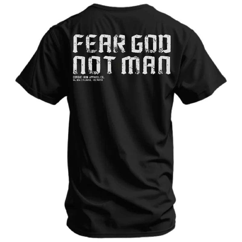 Men's short-sleeve subtle graphite tee-Fear God Not Man Men's T-Shirt