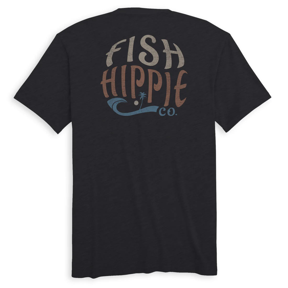 Men's short-sleeve warm stylish-chunky-stripe shirt-Fish Hippie M SS Seagroove Tee BLACK HEATHER