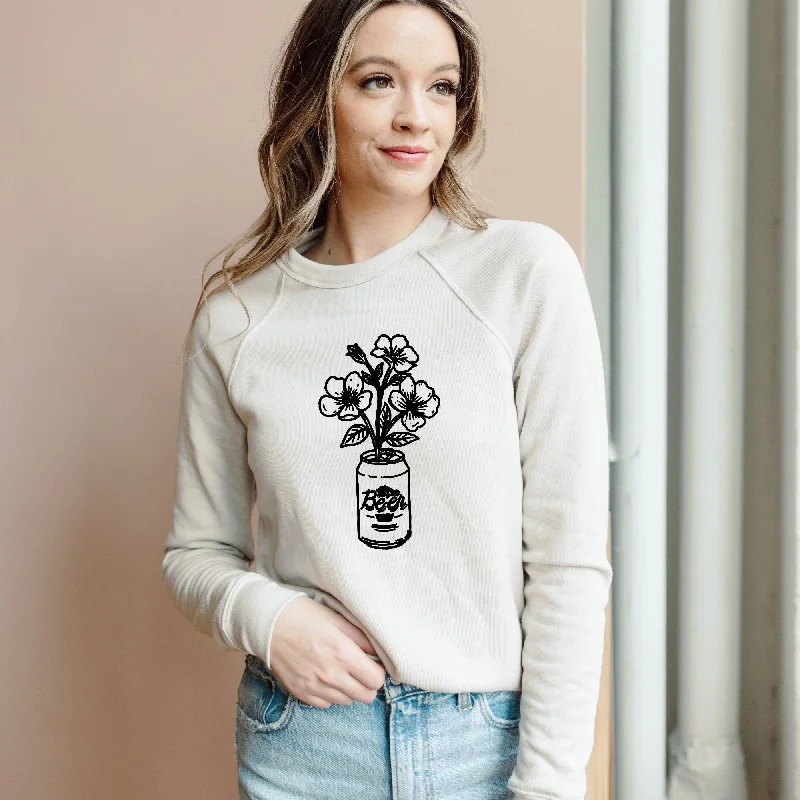 Men's short-sleeve muted fresh-modern-vibrant-rare-silver top-Floral Beer Can Bella Canvas Sweatshirt or Hoodie *Unisex Fit*