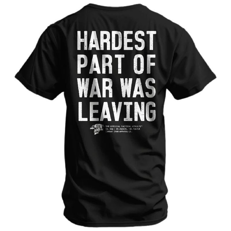 Men's short-sleeve rugged urban-warm-stylish-deep-burgundy tee-Hardest Part of War Was Leaving Men's T-Shirt