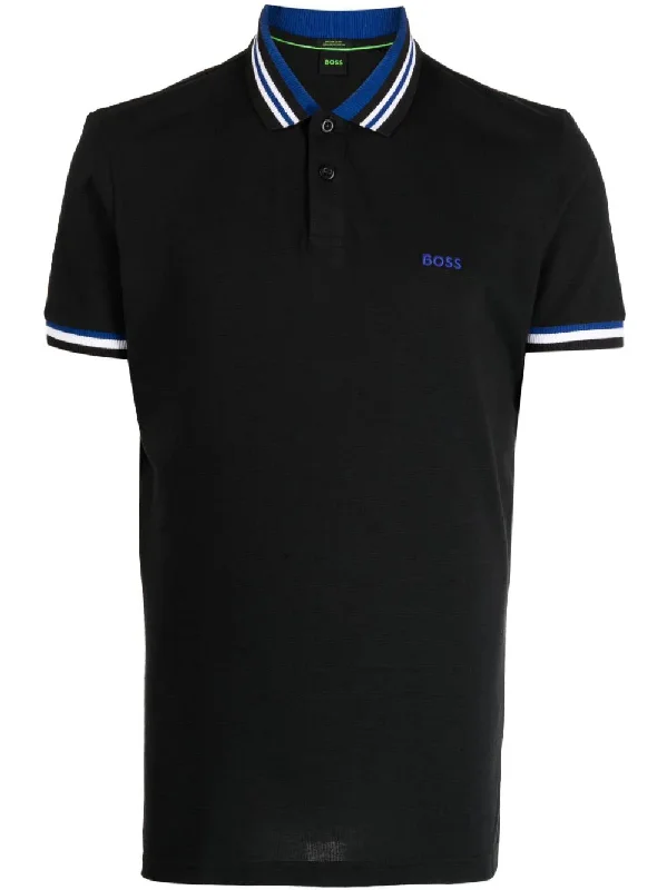 Men's short-sleeve tailored mosaic shirt-Hugo Boss Men's Black Cotton Jersey Short Sleeve Polo T-Shirt