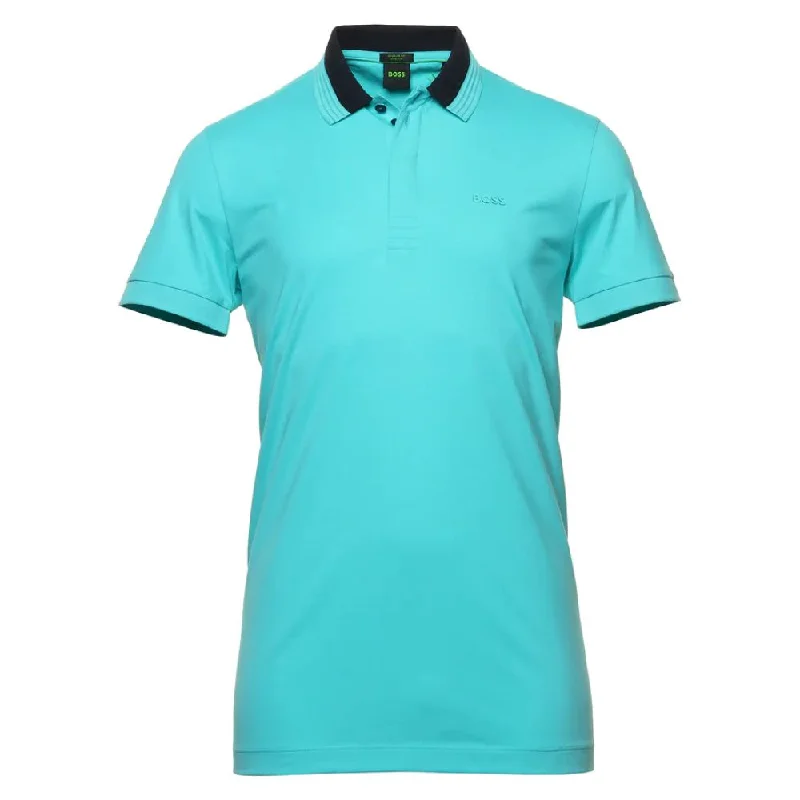 Men's short-sleeve casual bold-rich-sporty-subtle-drag-race tee-Hugo Boss Men's Paddy 1 Polo Shirt with 3D Collar, Turquoise