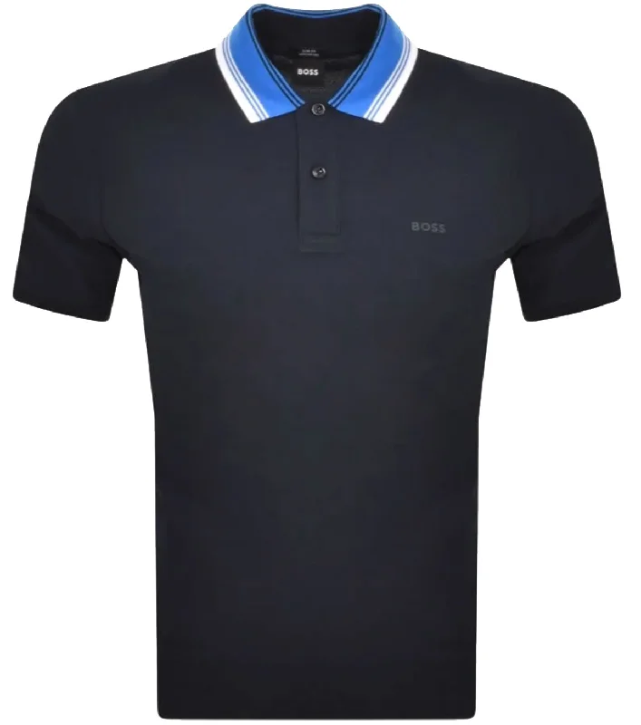 Men's short-sleeve elegant premium shirt-Hugo Boss Phillipson Slim Fit Pique Cotton Polo Shirt 118 404-Dark Blue