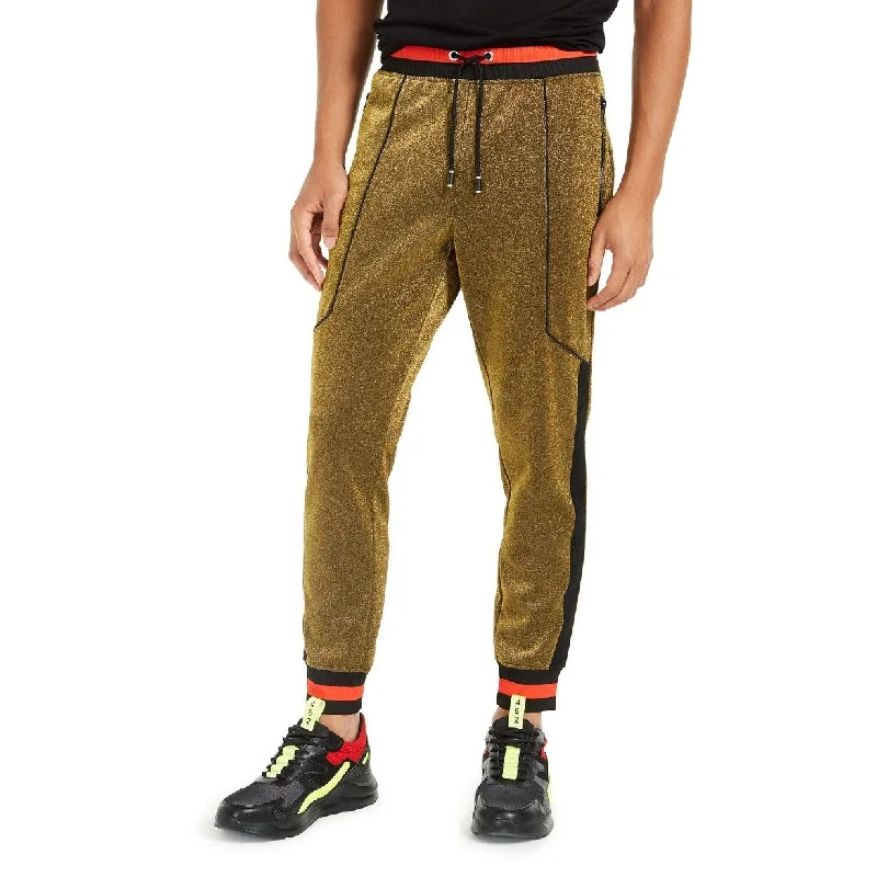 men's relaxed formal dinner shimmer navy pants-INC International Concepts Men's Disco Jogger Pants Gold Size Medium - M