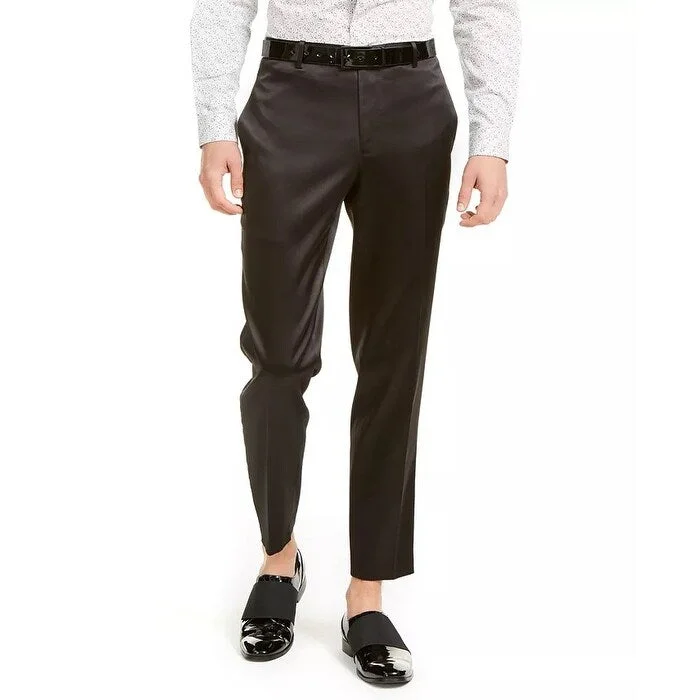 men's flat-front evening luster gray pants-INC International Concepts Men's Onyx Slim-Fit Embroidered Tuxedo Pants Black Size 32X32