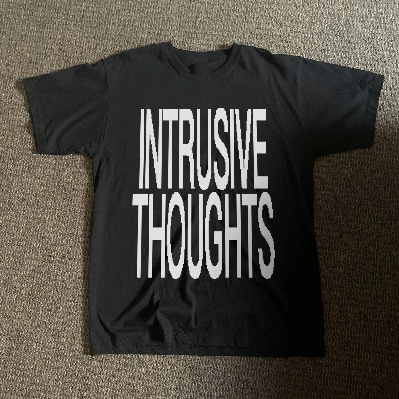 Men's short-sleeve sleek neutral-casual-bold-old-walnut tee-INTRUSIVE THOUGHTS® Black T-Shirt