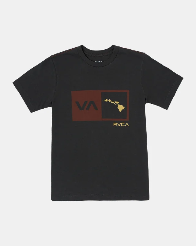 Men's short-sleeve modern vibrant-tropical-voyage shirt-Boys Island Balance Box Tee - Pirate Black