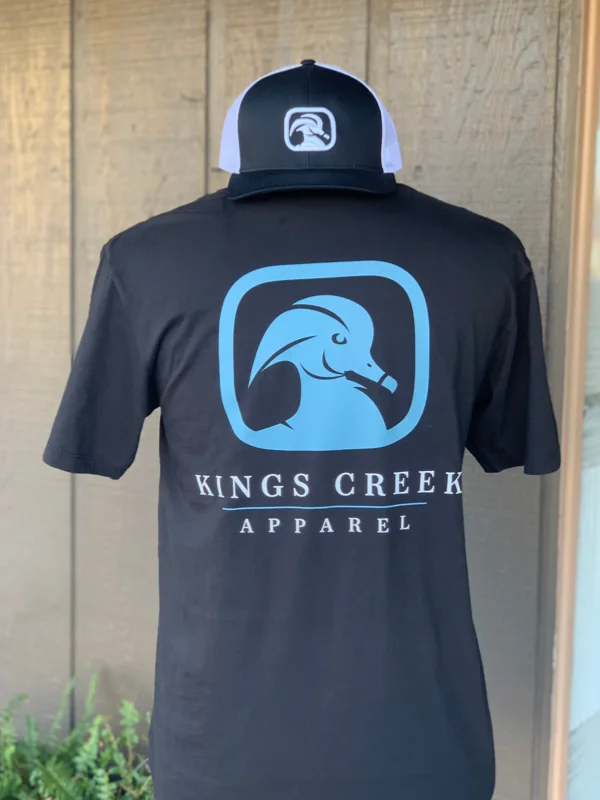 Men's short-sleeve deep old-frayed shirt-Black/Blue Kings Creek Apparel Logo Tee