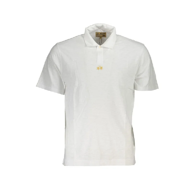 Men's short-sleeve stylish sleek-neutral-sheen-silk shirt-La Martina  Cotton Polo Men's Shirt