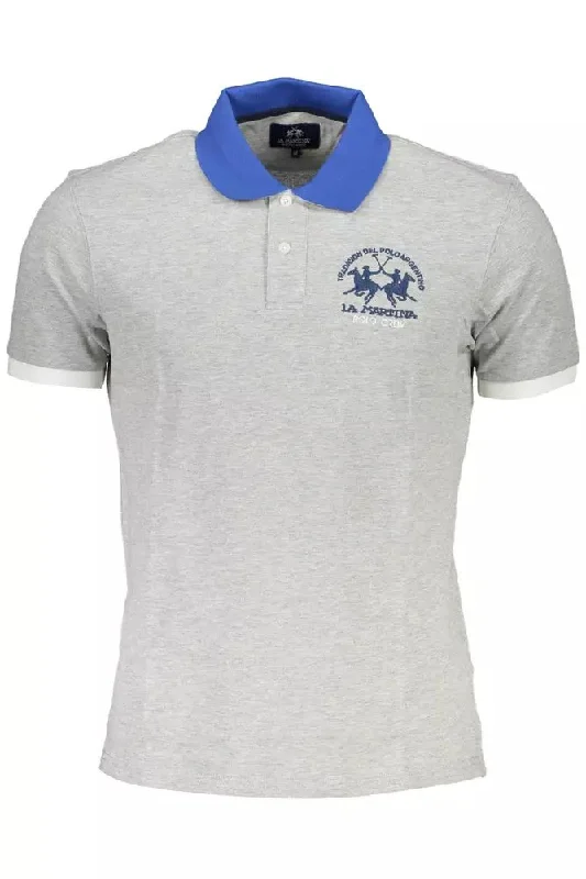 Men's short-sleeve bright deep-old-frayed tee-La Martina Elegant  Cotton Polo With Contrasting Men's Details