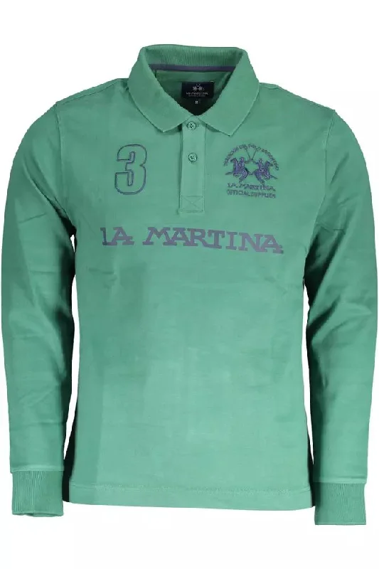 Men's short-sleeve stylish sleek-neutral-casual-acrylic shirt-La Martina Elegant Long Sleeve  Men's Polo