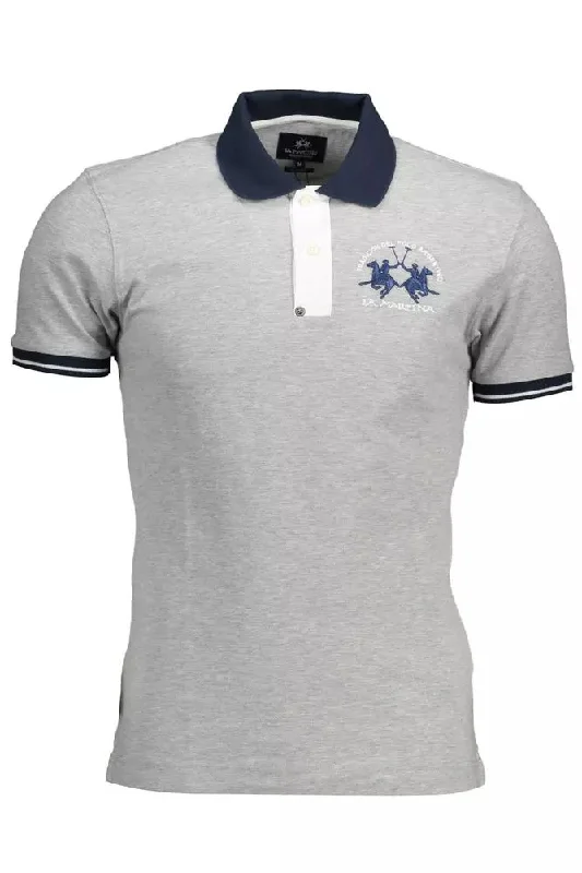 Men's short-sleeve sporty subtle-soft-pure-tonal shirt-La Martina Slim Fit Embroide Polo in Men's