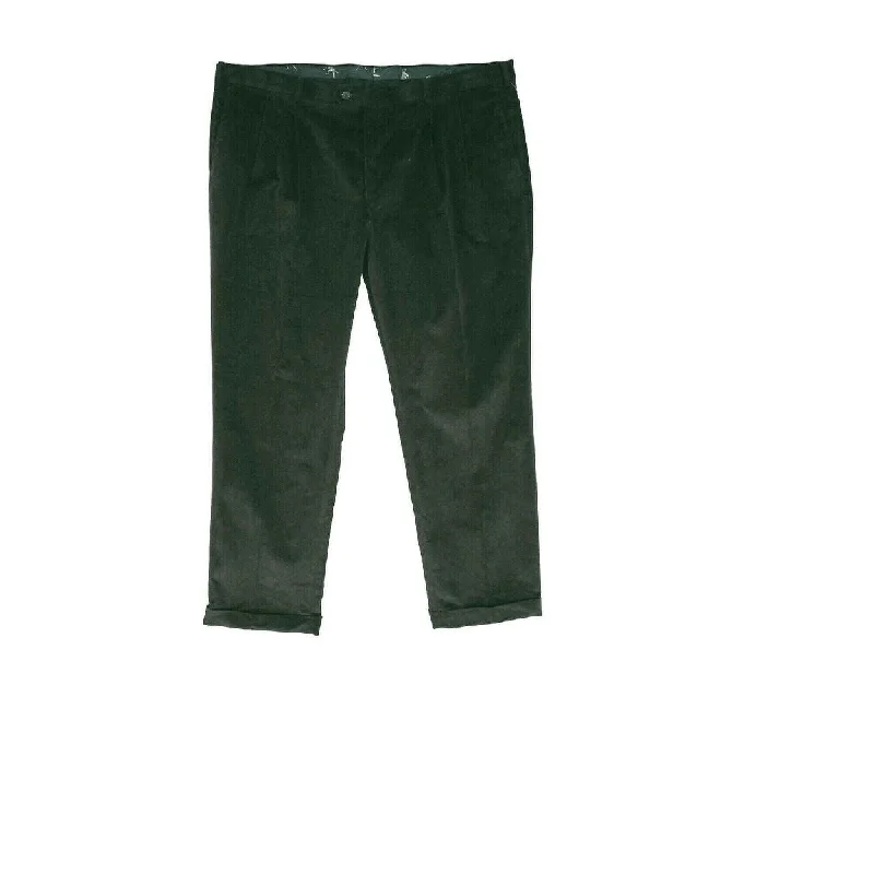 men's tailored outdoor gloss red pants-Lauren Ralph Men's Pants Pleated Cuff Corduroy Green Size 34x30 - 38x32