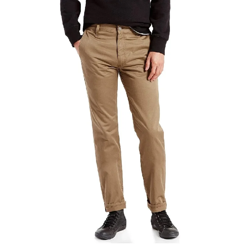 men's pleated travel matte beige pants-Levi's Men's Slim Fit Hybrid Trousers Brown Size 28X32