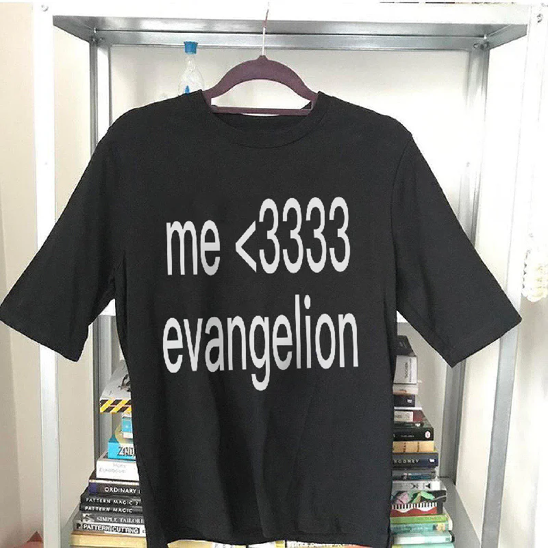 Men's short-sleeve rich sporty-subtle-soft-grill tee-ME <3333 EVANGELION® Black Unisex T-Shirt