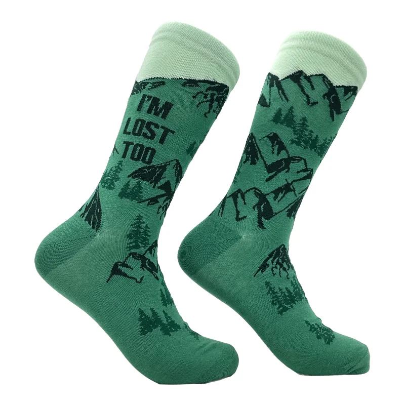 Men's short-sleeve bold rich-rough-hemp tee-Men's Im Lost Too Socks Funny Sarcastic Camping Graphic Novelty Footwear