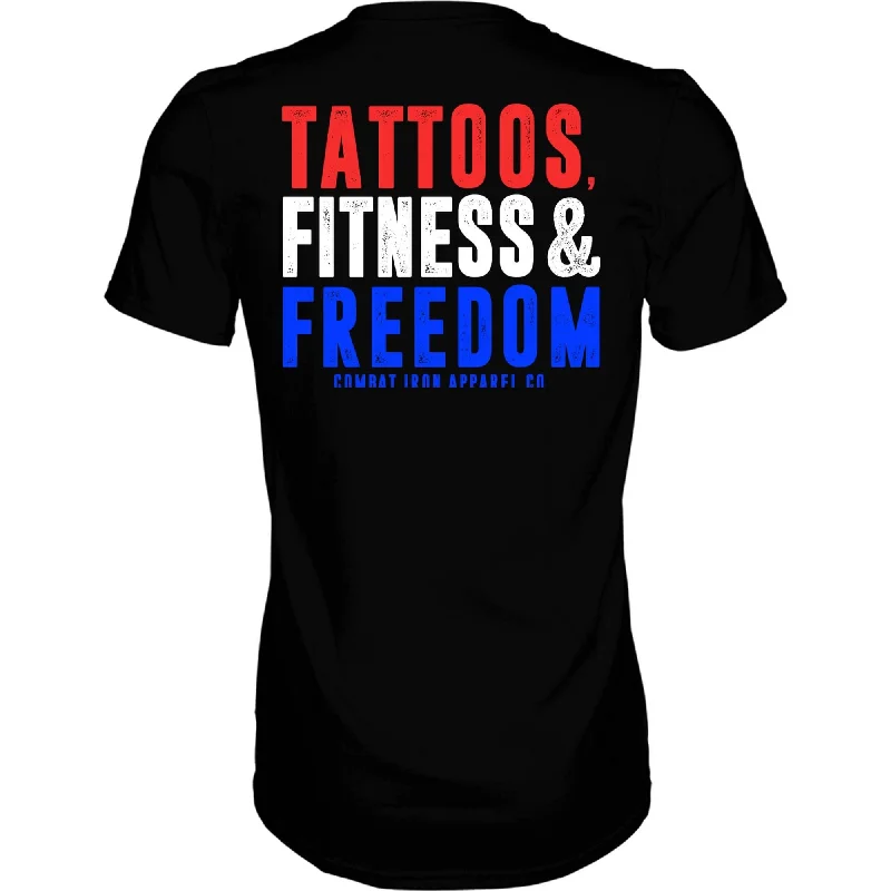 Men's short-sleeve bright deep-classic-muted-big-gradient tee-Tattoos, Fitness, & Freedom USA Edition Men's T-Shirt