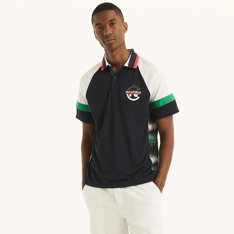 Men's short-sleeve deep old-frayed shirt-Nautica Mens Competition Sustainably Crafted Colorblock Classic Fit Polo