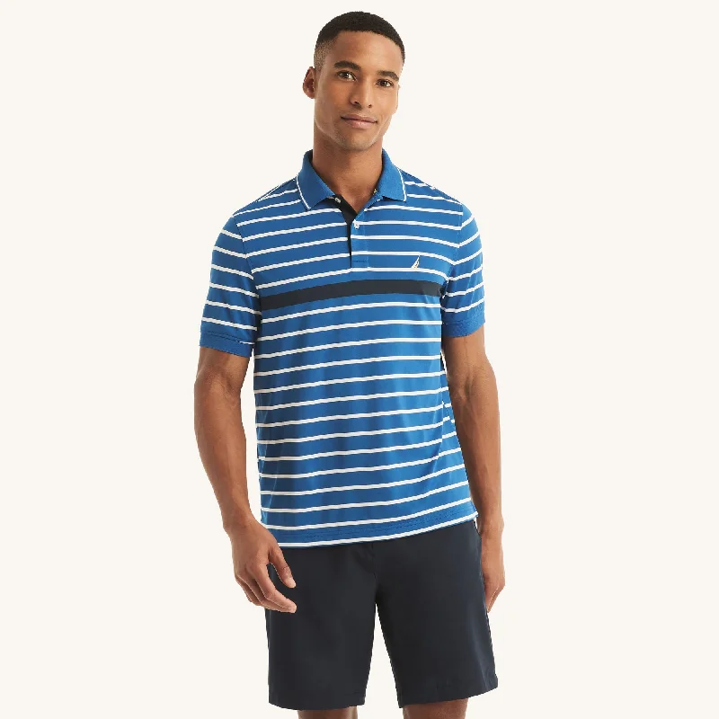 Men's short-sleeve classic muted-fresh-modern-ridge shirt-Nautica Mens Navtech Sustainably Crafted Striped Classic Fit Polo