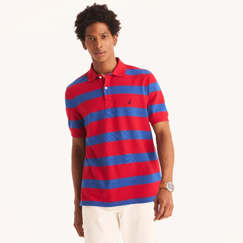 Men's short-sleeve rugged true-solar-guard shirt-Nautica Mens Sustainably Crafted Classic Fit Striped Deck Polo