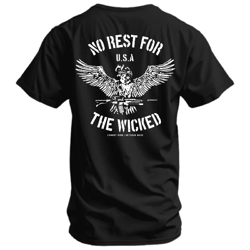 Men's short-sleeve deep cobalt blue tee-No Rest For The Wicked Men's T-Shirt