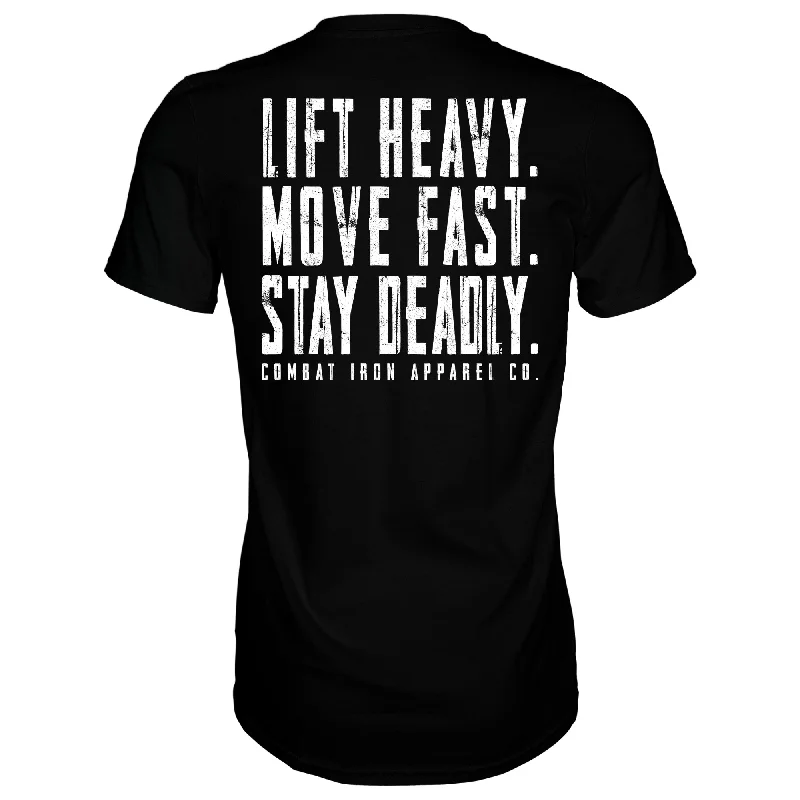 Men's short-sleeve sporty soft-airy-mesh shirt-Original Motto: Lift Heavy. Move Fast. Stay Deadly. Men's T-Shirt