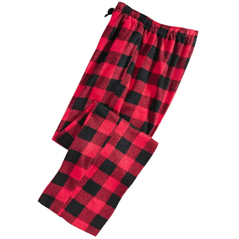 men's waterproof hiking gloss olive pants-Perry Ellis Men's Buffalo Plaid Fleece Pajama Pants Red Size Large - L