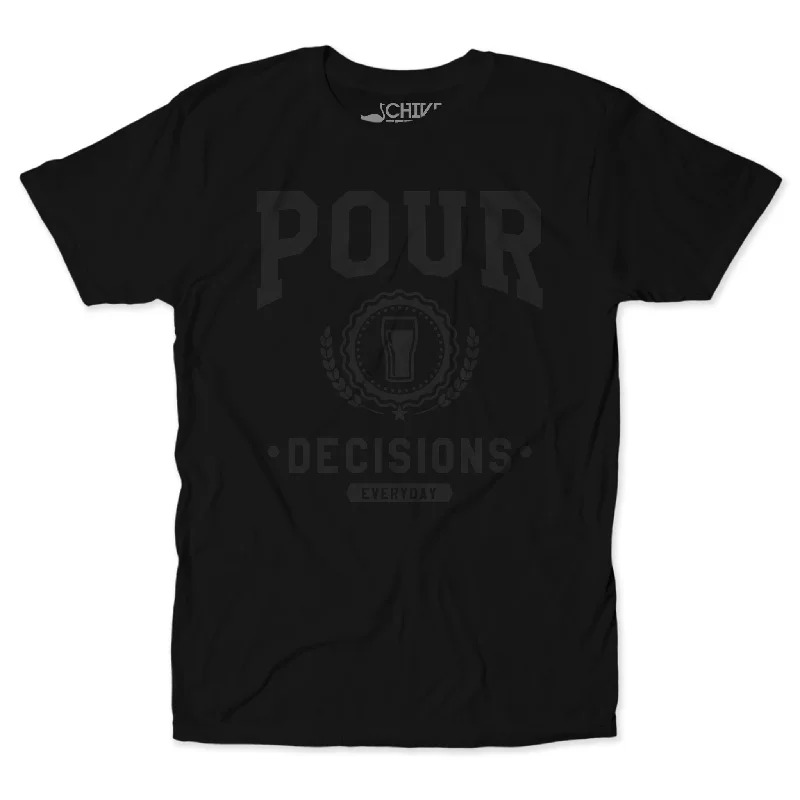 Men's short-sleeve warm vivid-crimson shirt-Pour Decisions Blackout Unisex Tee