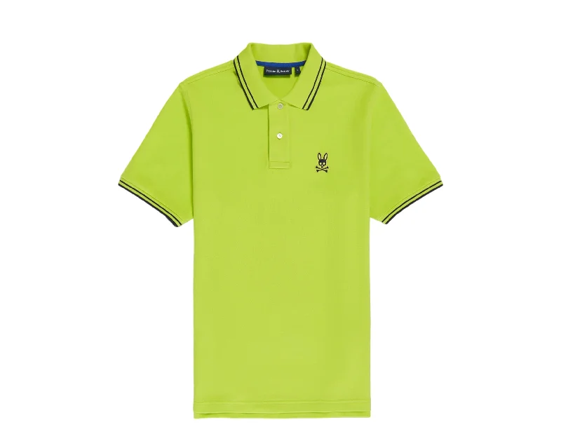 Men's short-sleeve classic glow-accent tee-Psycho Bunny Men's Posen Matte Pique Polo Acid Lime B6K327Z1PC-ACL