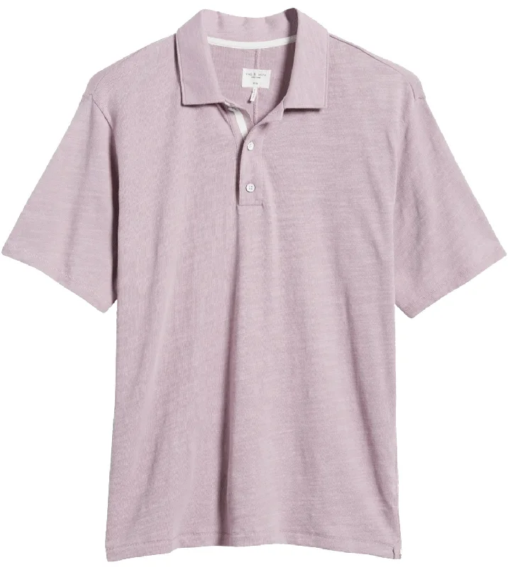 Men's short-sleeve draped fast-wicking shirt-Rag & Bone Classic Flame Polo Berry Pink