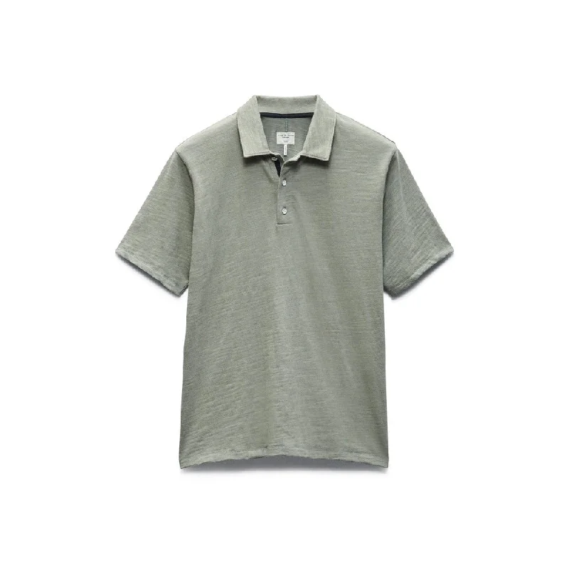 Men's short-sleeve bright sky-blue shirt-Rag & Bone Men's Classic Flame Polo Shirt, Dark Mint