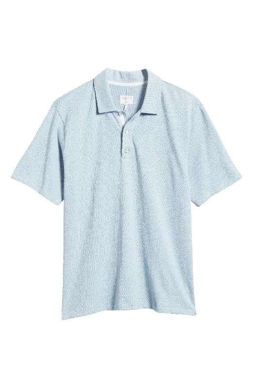 Men's short-sleeve modern orchid shirt-Rag & Bone Men's Classic Flame Polo Shirt, Desert Blue