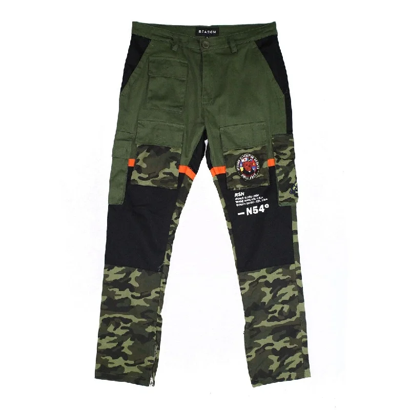 men's high-waisted camping dull blue pants-Reason Men's Cargo Expedition Camo Slim Fit Green Size 3 Extra Large - 3XL