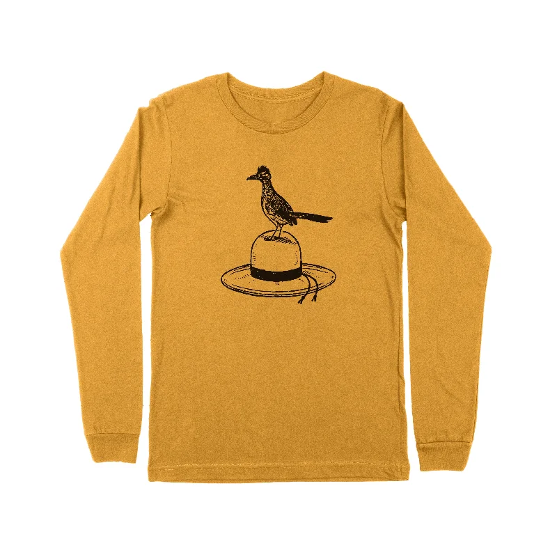 Men's short-sleeve casual bold-rich-maroon tee-Road Runner Long Sleeve Tee-Mustard