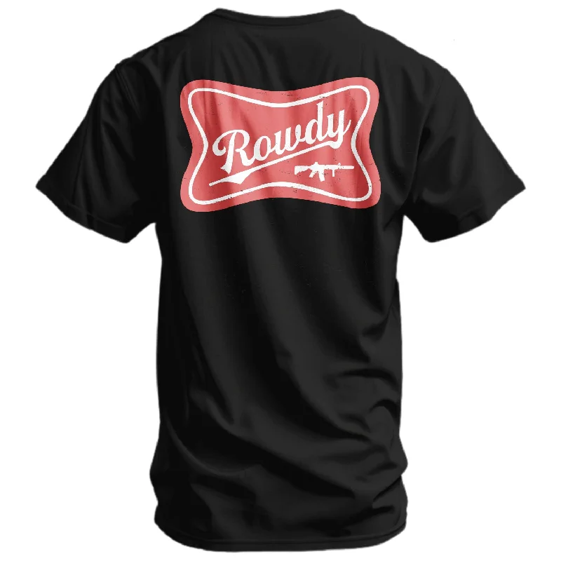 Men's short-sleeve slim azure tee-Rowdy Beer Logo Men's T-Shirt