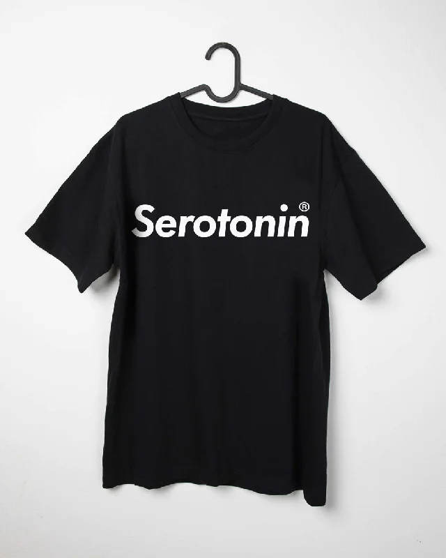 Men's short-sleeve trendy bright-deep-classic-sleek-split-hem tee-Serotonin Black® T-Shirt