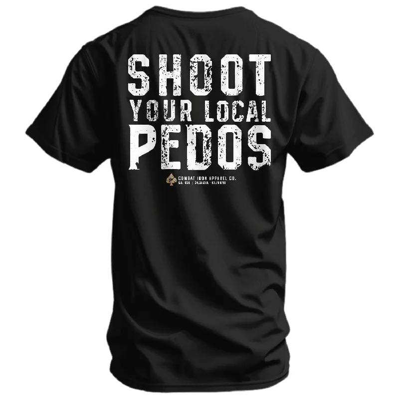 Men's short-sleeve casual acrylic shirt-Shoot Your Local Pedos Men's T-Shirt