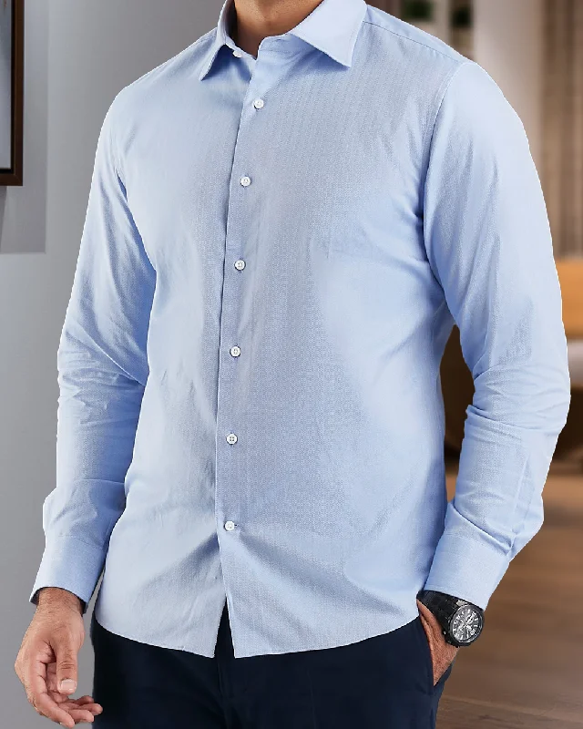 Sky Blue Herringbone Shirt