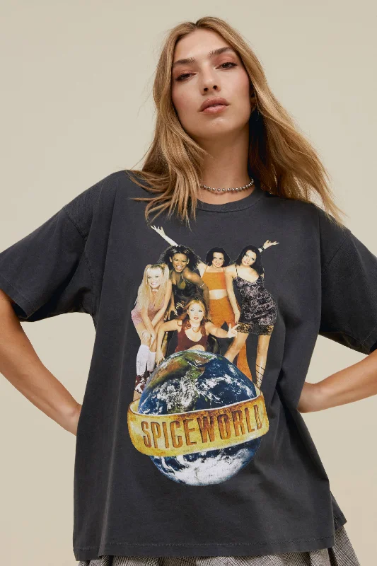 Men's short-sleeve sporty subtle-soft-trendy-trail tee-Spice Girls Spiceworld Merch Tee in Pigment Black