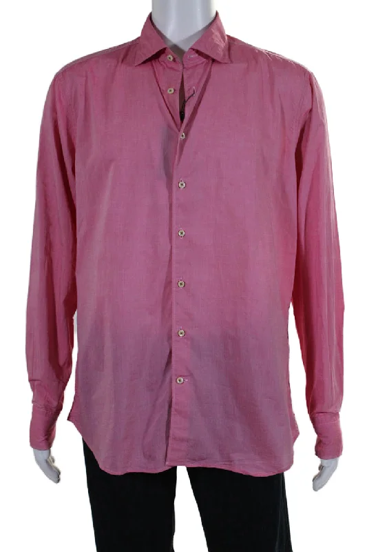 Stenstroms Mens Cotton Collared Long Sleeve Button Up Shirt Red