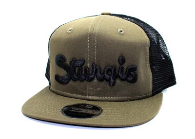 Men's short-sleeve muted fresh-modern-vibrant-pitch-black tee-Sturgis Hometown Olive/Black Snapback Trucker