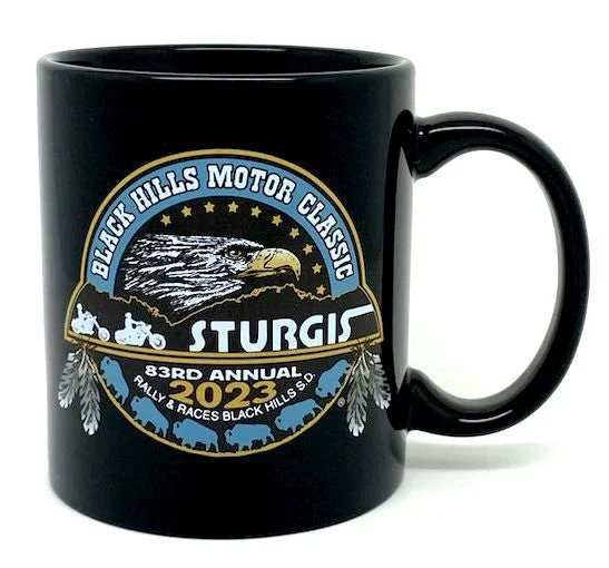 Men's short-sleeve subtle soft-trendy-bright-pure-indigo tee-Sturgis Official Heritage Black C-Handle Mug - 2023