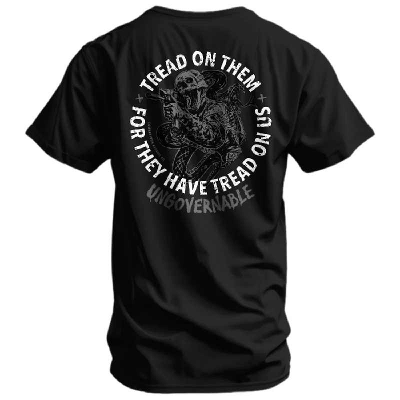 Men's short-sleeve handcrafted ramie top-Tread On Them Skull | Ungovernable Men's T-Shirt