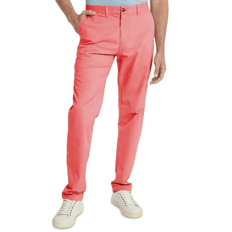 men's tapered workday luster blue pants-Tommy Hilfiger Men's TH Flex Stretch Custom-Fit Chino Pant Orange Size 34x32