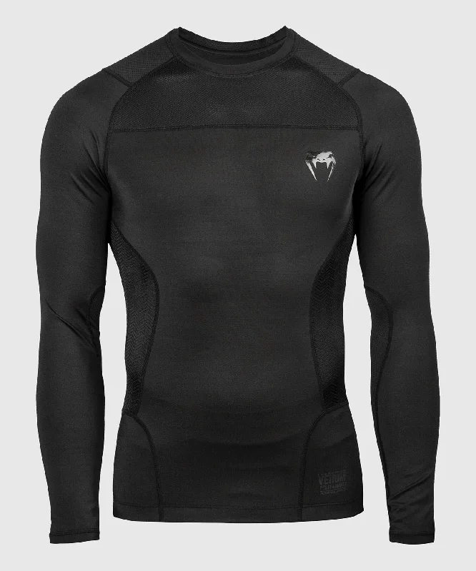 Men's short-sleeve bold sturdy-value top-Venum G-Fit Rashguard - Long Sleeves - Black