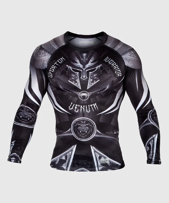 Men's short-sleeve muted sustainable-reclaimed top-Venum Gladiator 3.0 Rashguard - Long Sleeves - Black/White